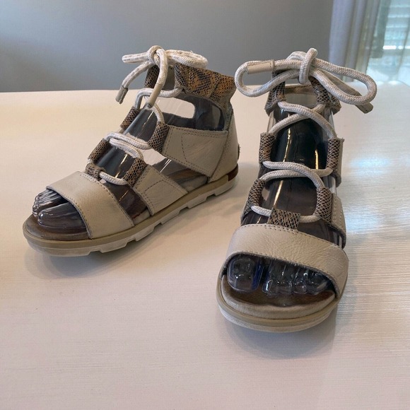 Sorel Shoes - Sorel Joanie II Beige Sand Leather Lace Up Flats Sandals Women's‎ Size 6.5